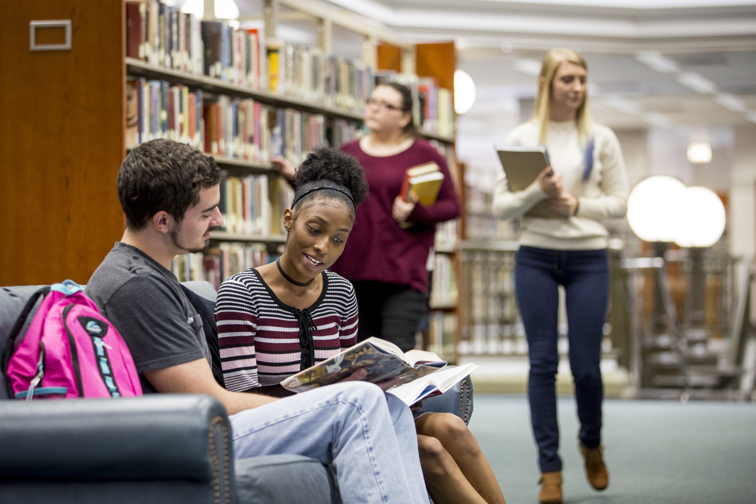 Students in the library